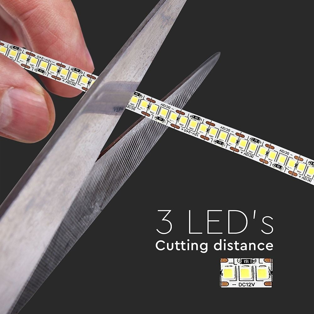 V-Tac 18W/m LED strip - høj lumens - 5m, IP20, 240LED, 12V, 3000lm, RA80