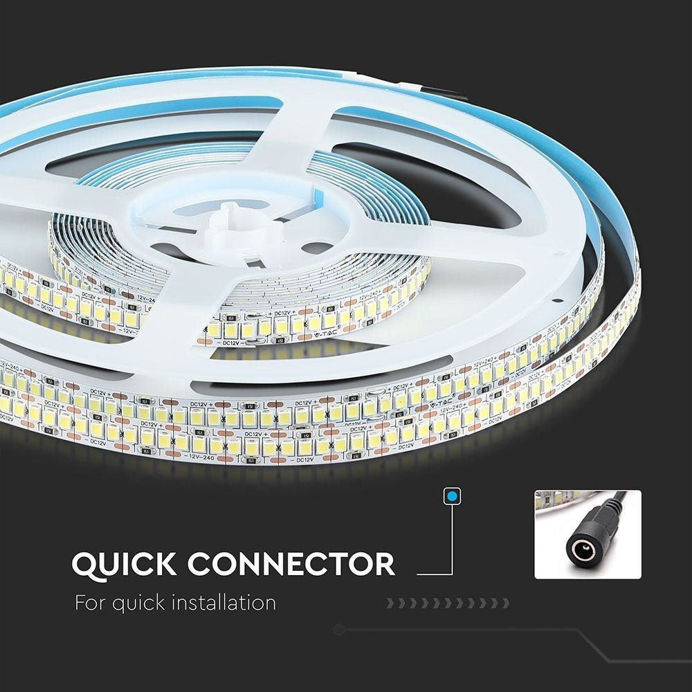V-Tac 18W/m LED strip - høj lumens - 5m, IP20, 240LED, 12V, 3000lm, RA80