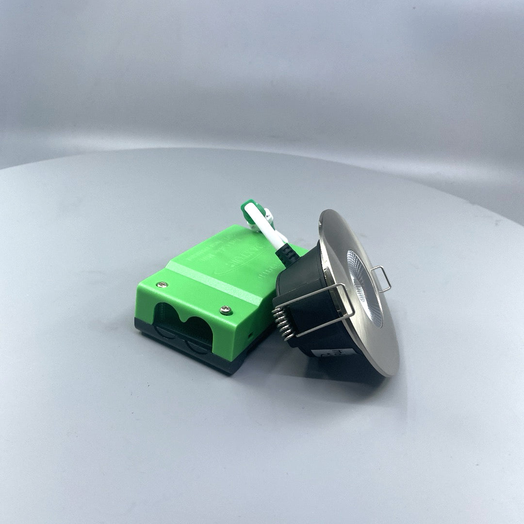 Daxtor DAX F-35-D 5W LED spot 2700K IP44 – børstet stål inkl. driver (360° frame 20)