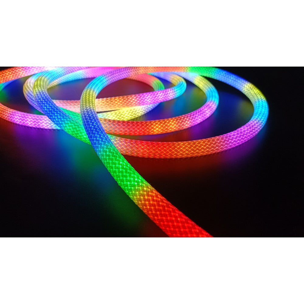5m RGBIC Neon Flex strip med vævet reb, 3W/m, 5V, IP67 (5 meter)