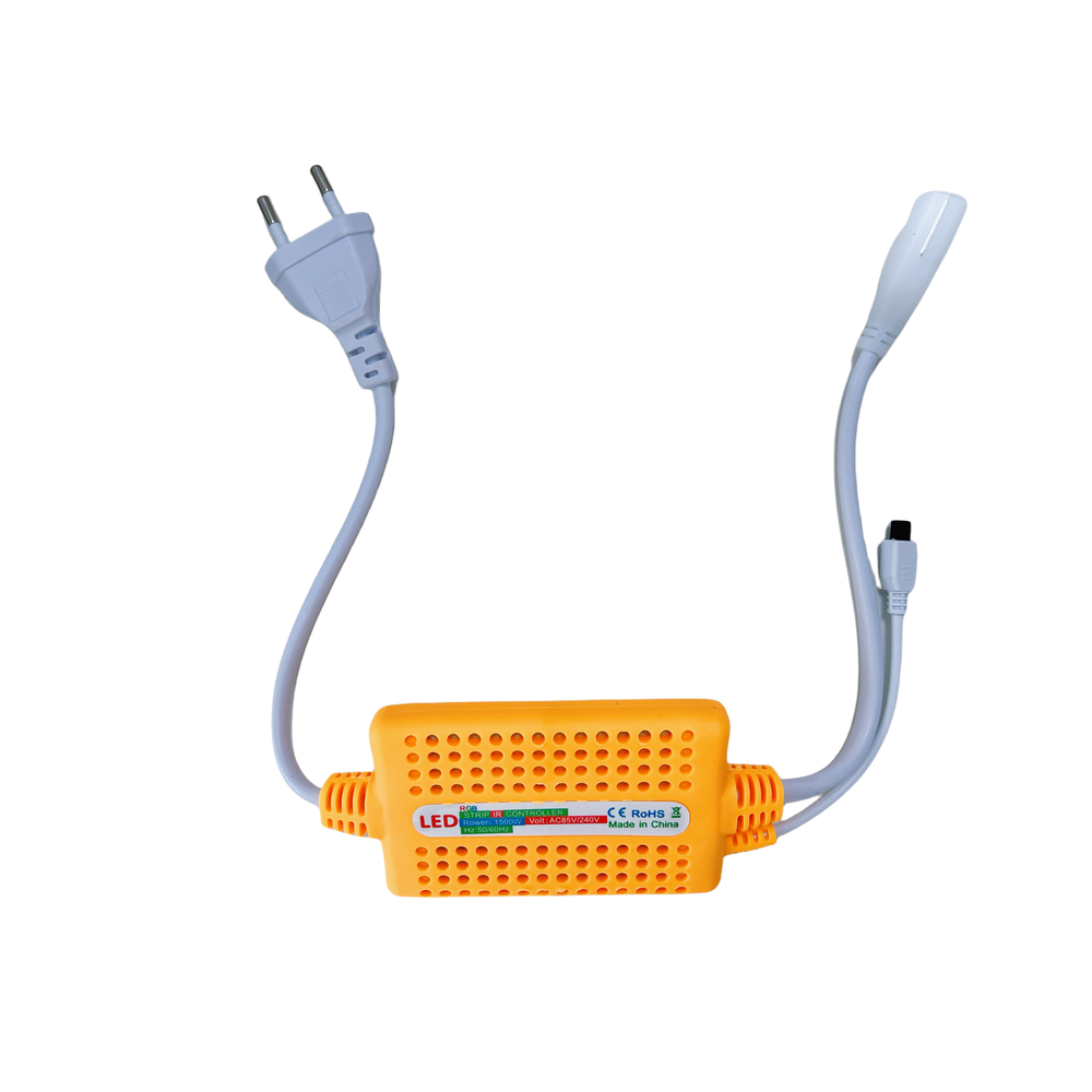 230V RGB CLIP-ON controller med infrarød fjernbetjening og memory funktion - 100 meter