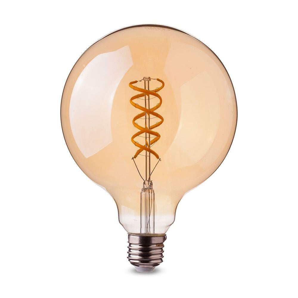 V-Tac 5W LED globepære - Kultråd, Ø9,5 cm, ekstra varm hvid, E27, erstatter 30W, 300lm, RA80