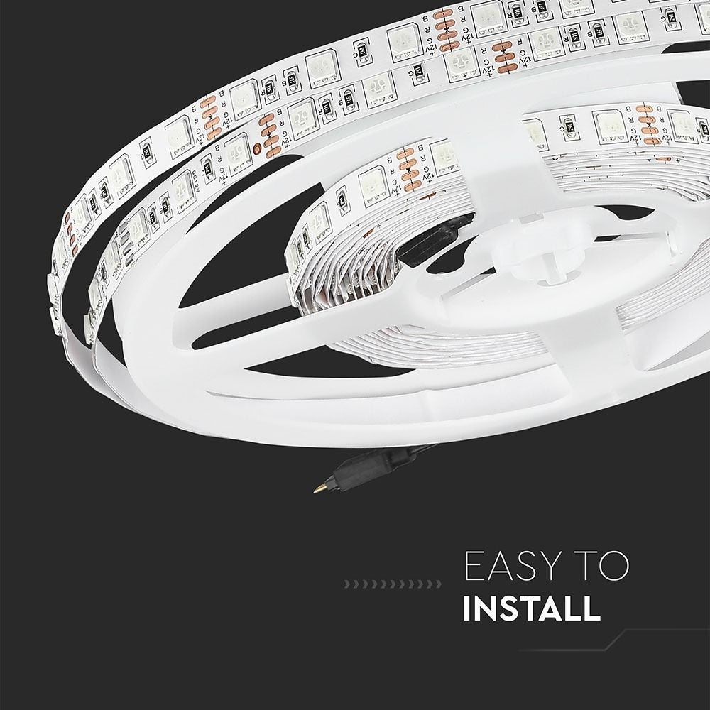 V-Tac 10,8W/m RGB LED-strips - 5m, 60 LED pr. meter - 840lm/m