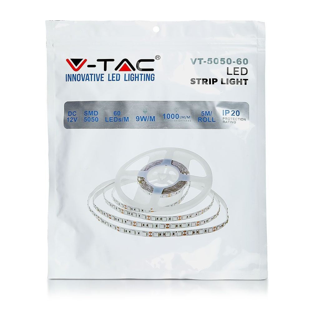 V-Tac 10,8W/m RGB LED-strips - 5m, 60 LED pr. meter - 840lm/m