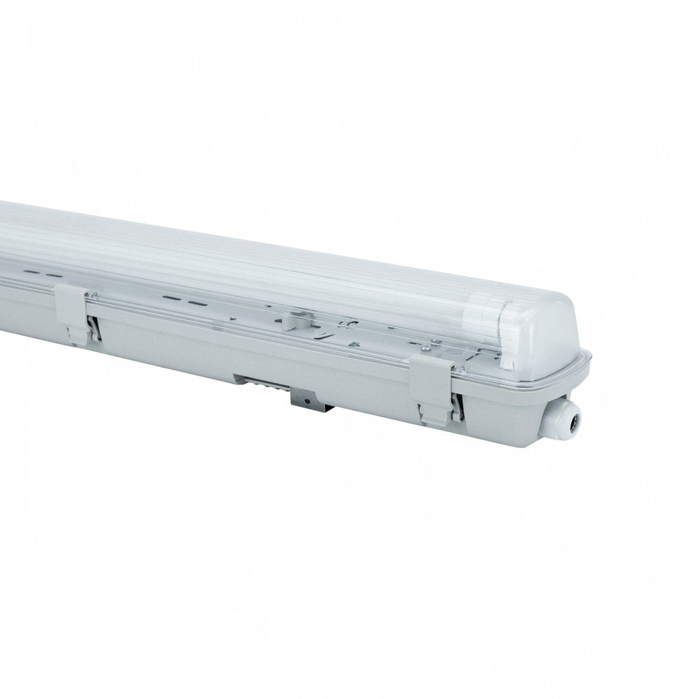 Vandtæt LED armatur uden lyskilde, 1x150 250V, IP65, 1600x75x90 mm, Grå H