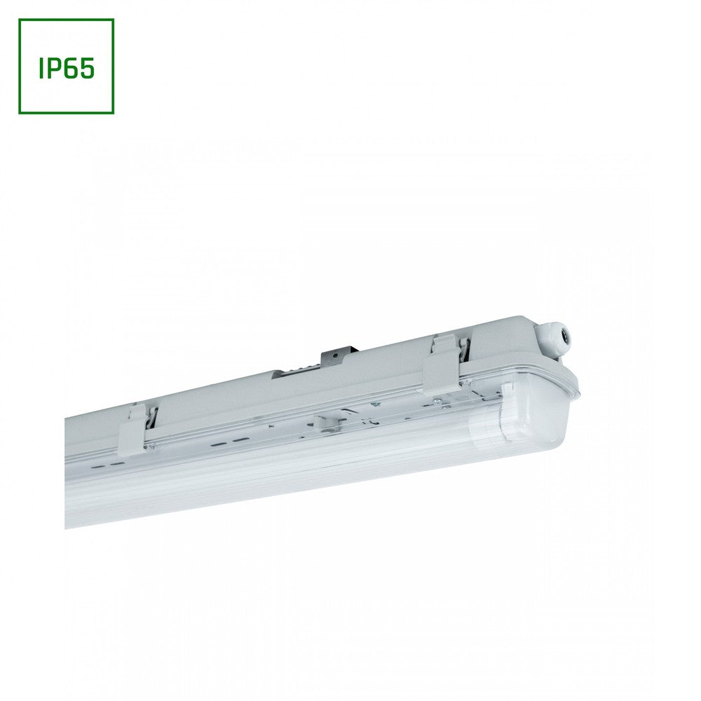 Vandtæt LED armatur uden lyskilde, 1x150 250V, IP65, 1600x75x90 mm, Grå H