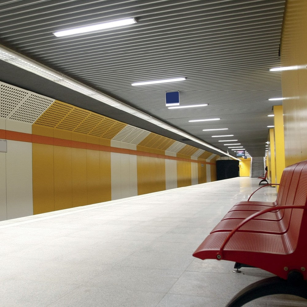 Vandtæt LED armatur uden lyskilde, 1x150 250V, IP65, 1600x75x90 mm, Grå H
