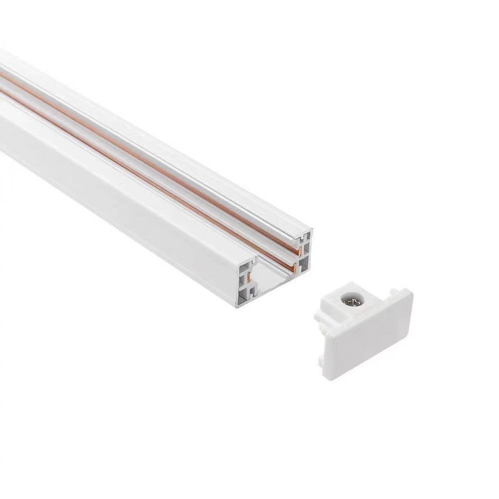 LEDskinne til skinnespots 1,5m - Hvid, 1-faset, med tilslutning og endeprop (230V)