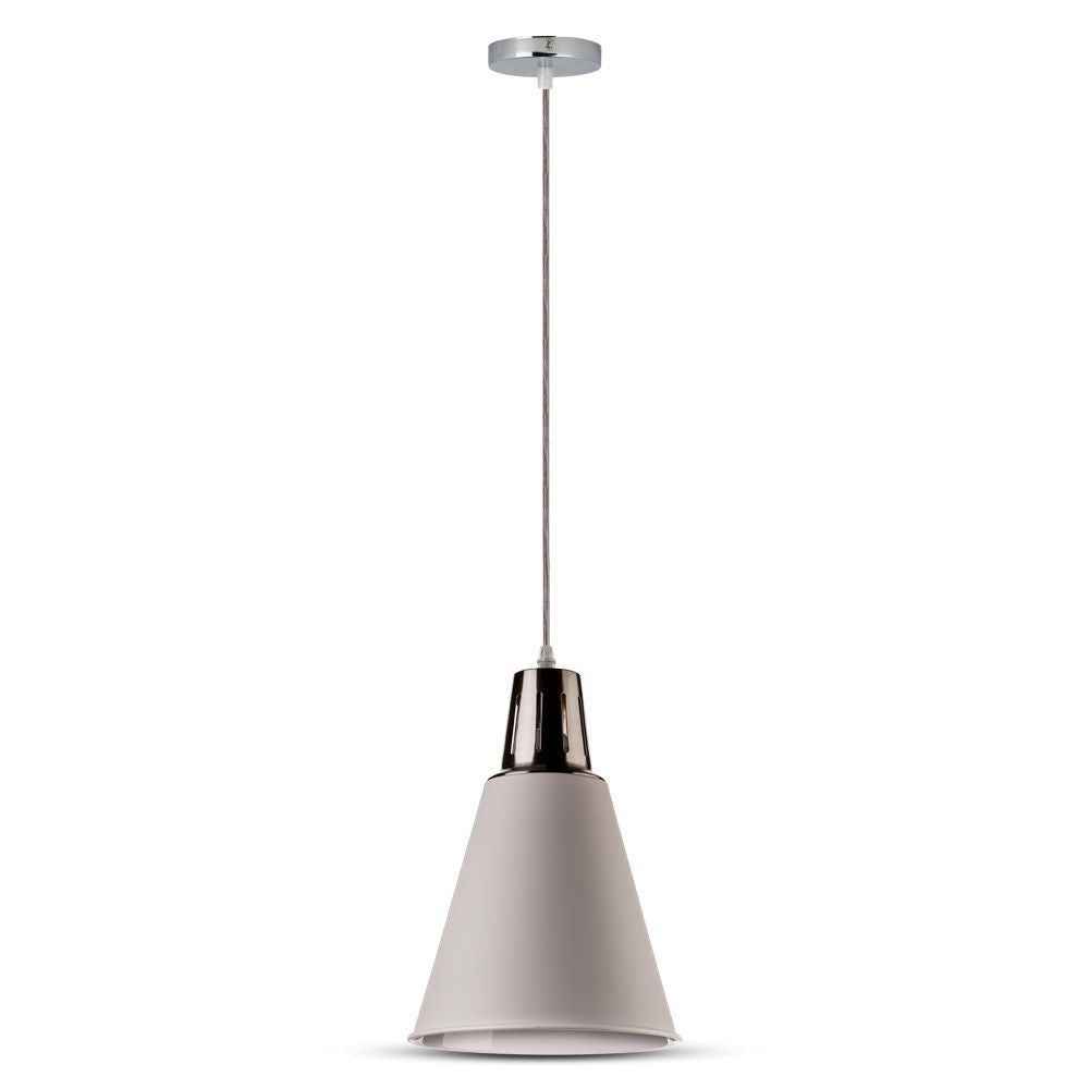 V-Tac moderne pendellampe - Krom + hvid sandblæst, Ø22 cm, E27, Max 60W