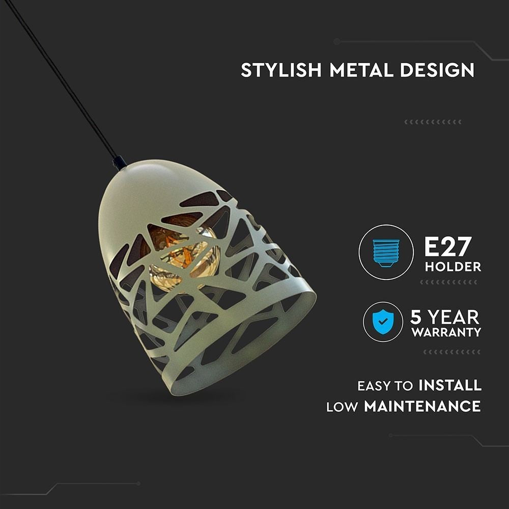 V-Tac Pendellampe - Mat Grå, Metal, E27, Max. 60W
