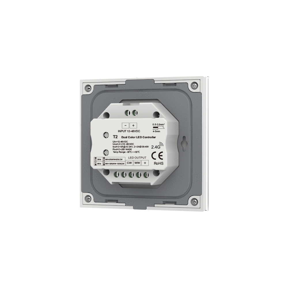 LEDlife rWave CCT vægmonteret dæmper - 4 zoner, dæmpning + CCT, til 12V-24V LED-belysning