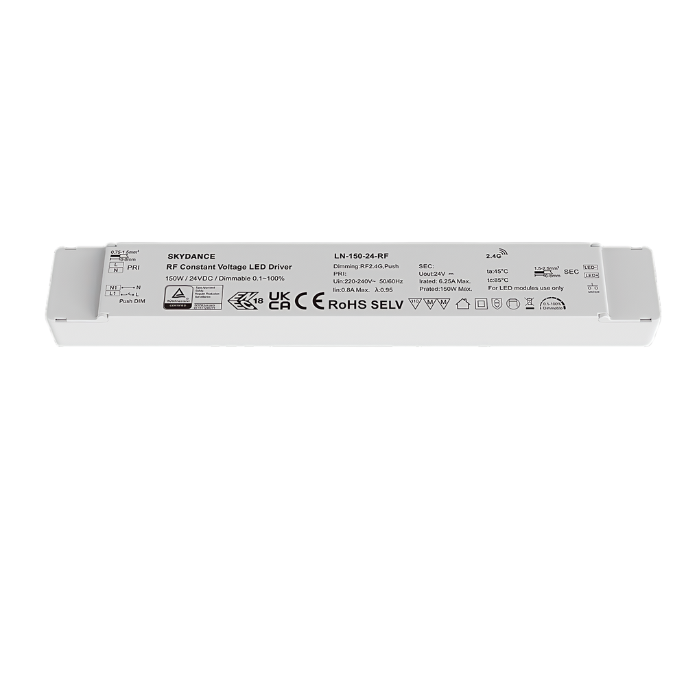 LEDlife rWave 150W dæmpbar strømforsyning - 24V DC, 6,25A, RF, push-dæmp