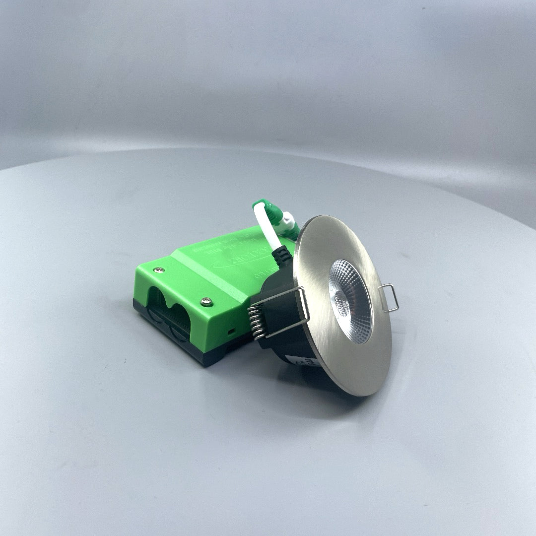 Daxtor DAX F-35-D 5W LED spot 2700K IP44 – børstet stål inkl. driver (360° frame 21)