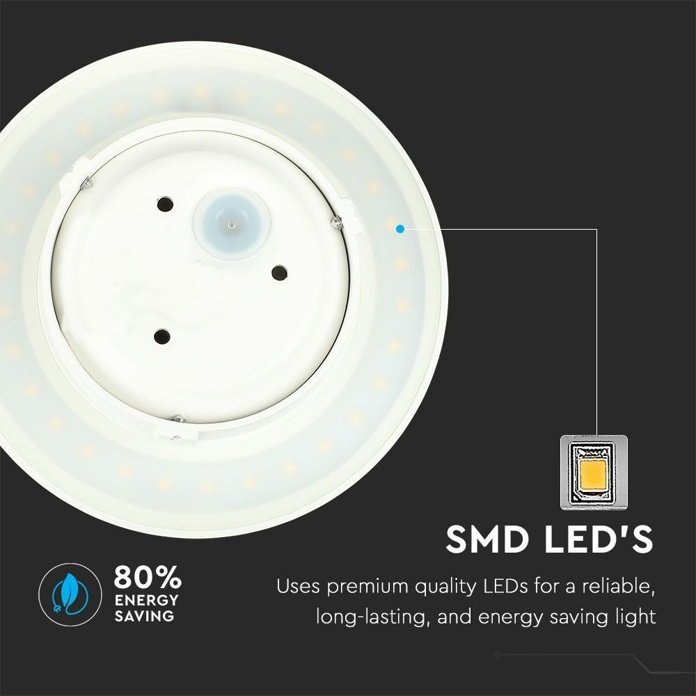 V-Tac 6W LED hvid væglampe - Rund, indirekte, IP65 udendørs, 230V, inkl. lyskilde (Erstatning for 50W)