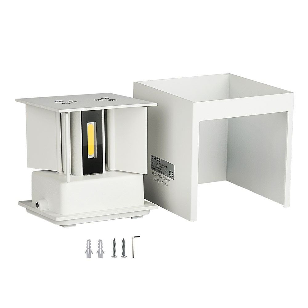 V-Tac 5W LED hvid væglampe - Firkantet, justerbar spredning, IP65 udendørs, 230V, inkl. lyskilde