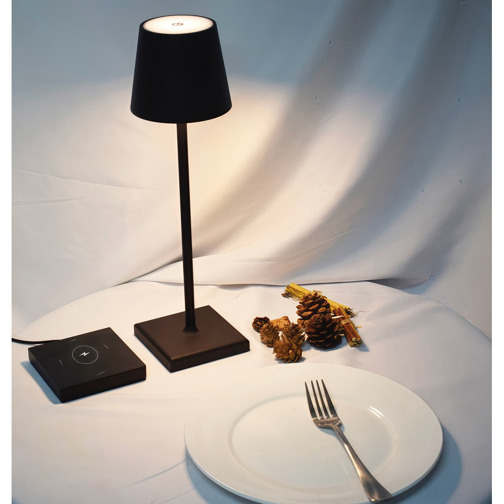 Candela LED bordlampe med trådløs opladning - Sort, IP54, touch dæmpbar