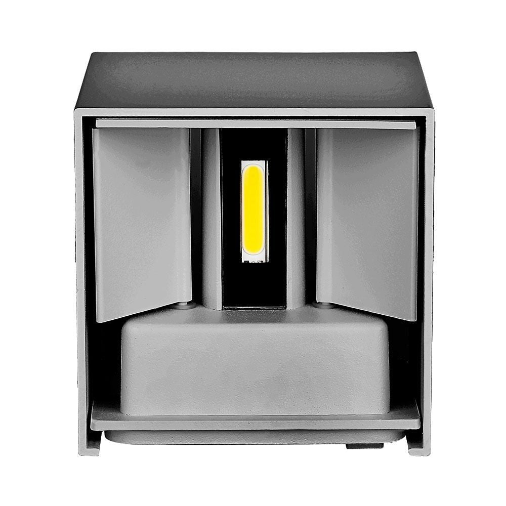 V-Tac 5W LED Grå Væglampe - Firkantet, Justerbar Spredning, IP65 Udendørs, Inkl. Lyskilde