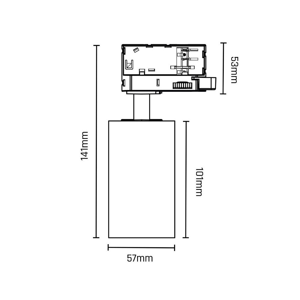 MADARA ALTRO GU10 - 3-faset skinne, sort, IP20, 57x101x141mm (LED Armatur/lampe uden lyskilde)