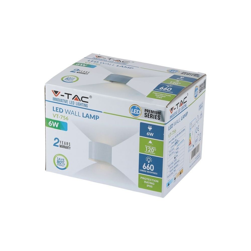 V-Tac 5W LED Grå Udendørs Væglampe - Rund, Justerbar Spredning, IP65, Inkl. Lyskilde (Erstatter 50W, 230V, 660lm, RA 80)