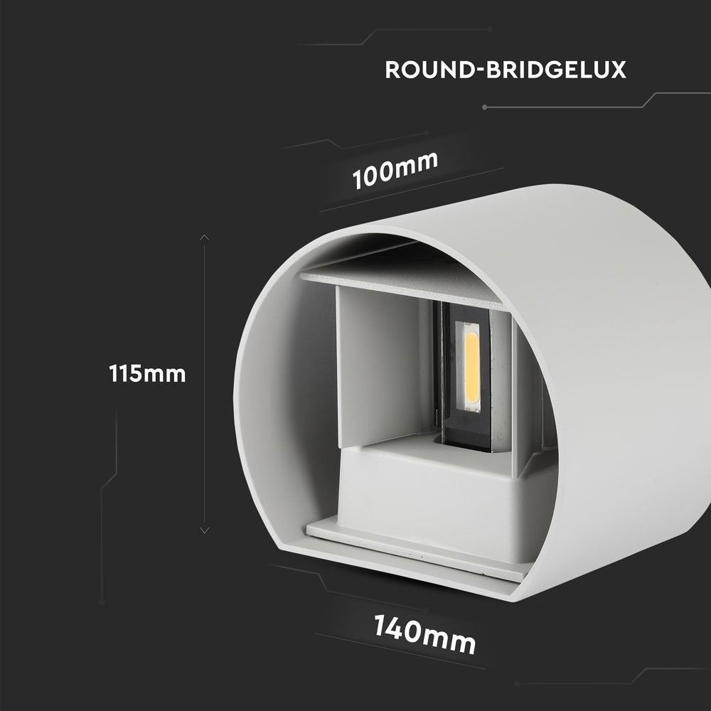 V-Tac 5W LED Grå Udendørs Væglampe - Rund, Justerbar Spredning, IP65, Inkl. Lyskilde (Erstatter 50W, 230V, 660lm, RA 80)