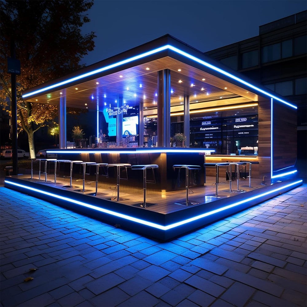 Blå Neon COB Strip IP67 - 5m, 288 LED, 11,5W/m, 230V, Vandtæt, Kan Klippes hver 10cm