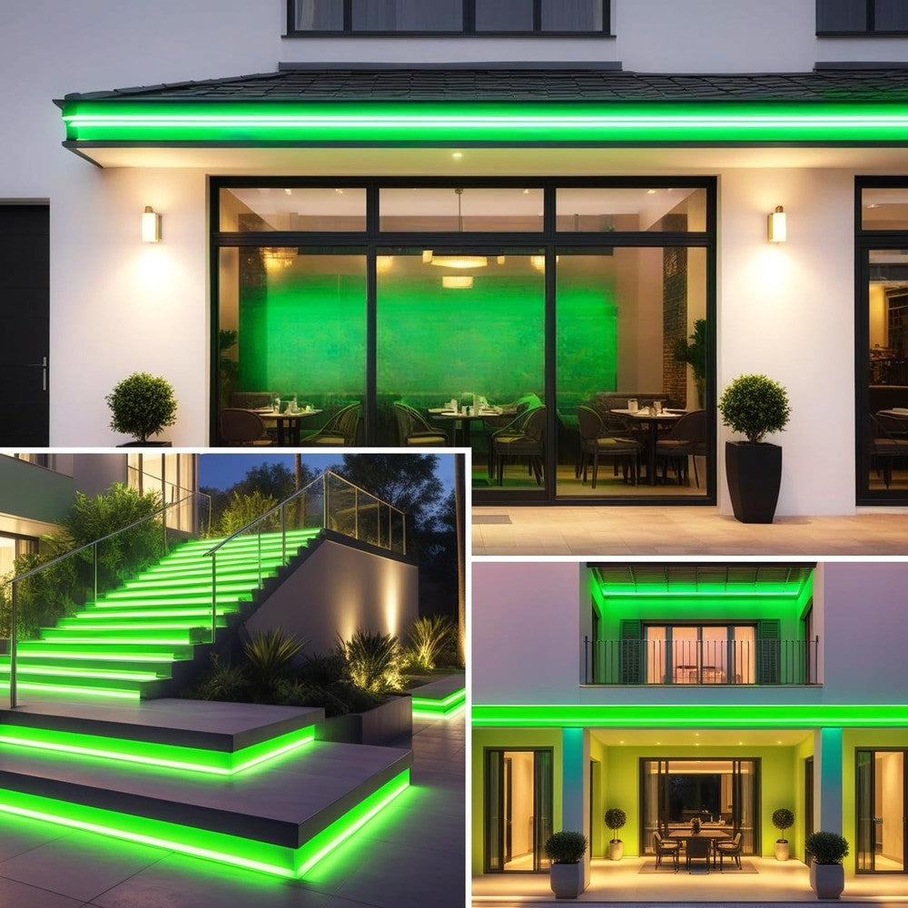 Grøn 8x16 CLIP-ON Neon Flex LED-strips - 8W pr. meter, IP67, 24V