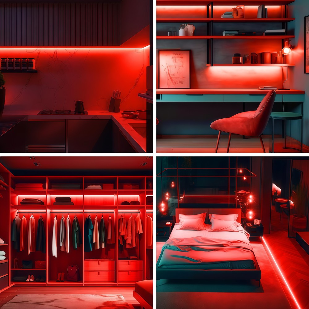 Rød 8x16 CLIP-ON Neon Flex LED Strip - 8W pr. meter, IP67, 24V