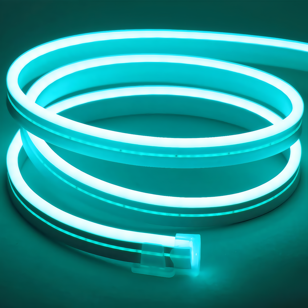 Lyseblå 8x16 CLIP-ON Neon Flex LED Strip - 8W pr. meter, IP67, 24V