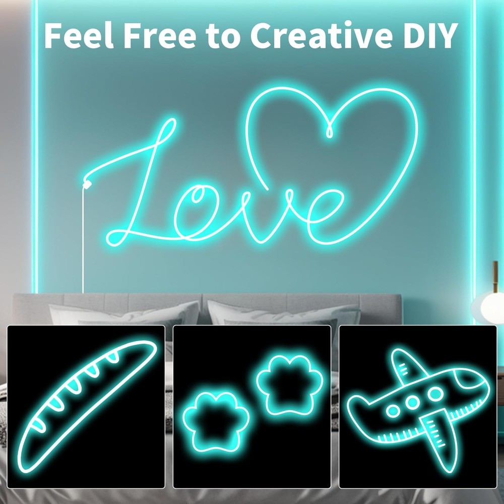 Lyseblå 8x16 CLIP-ON Neon Flex LED Strip - 8W pr. meter, IP67, 24V