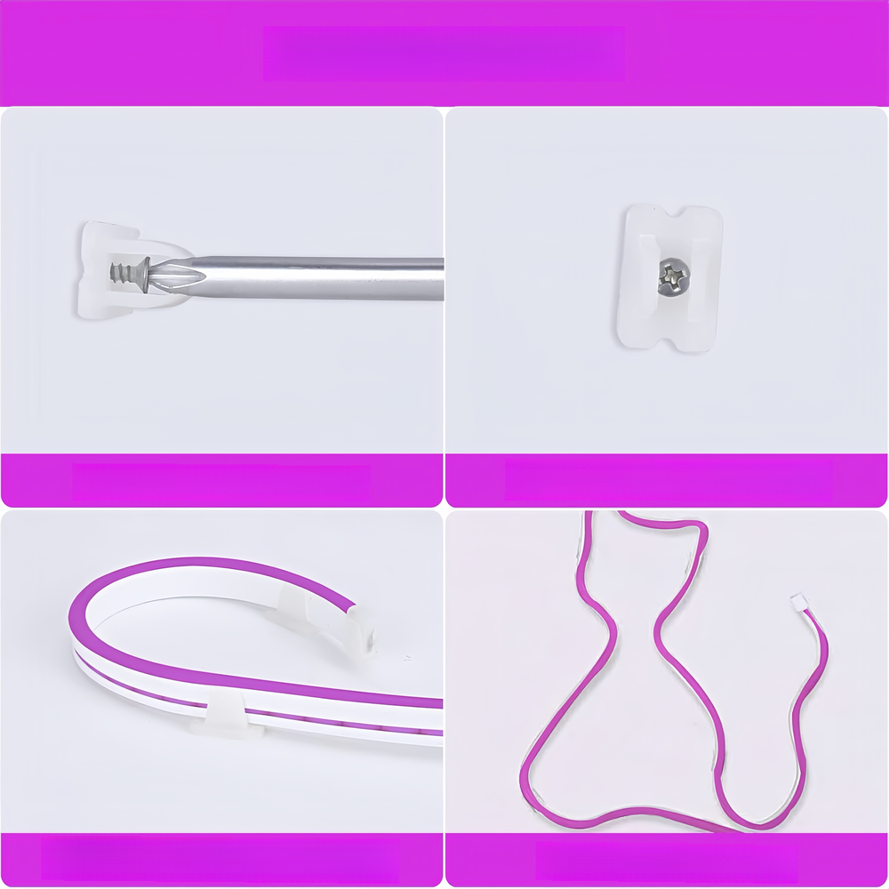 Lilla 8x16 CLIP-ON Neon Flex LED Strip - 8W pr. meter, Vandtæt, 24V