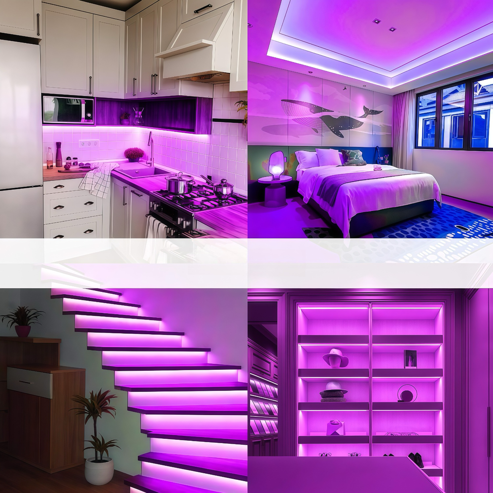Lilla 8x16 CLIP-ON Neon Flex LED Strip - 8W pr. meter, Vandtæt, 24V