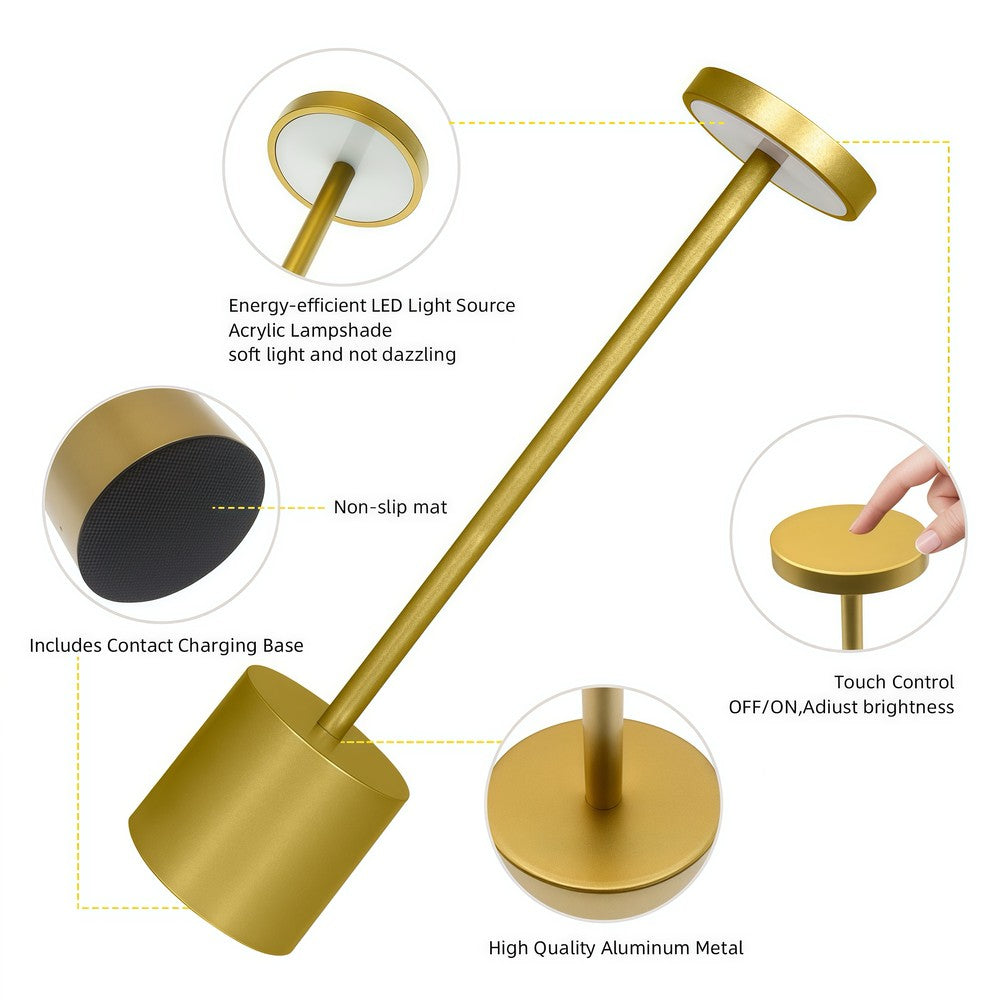 Candela Opladelig LED bordlampe med trådløs opladning - Guld, IP54, Inde/ude, touch dæmpbar