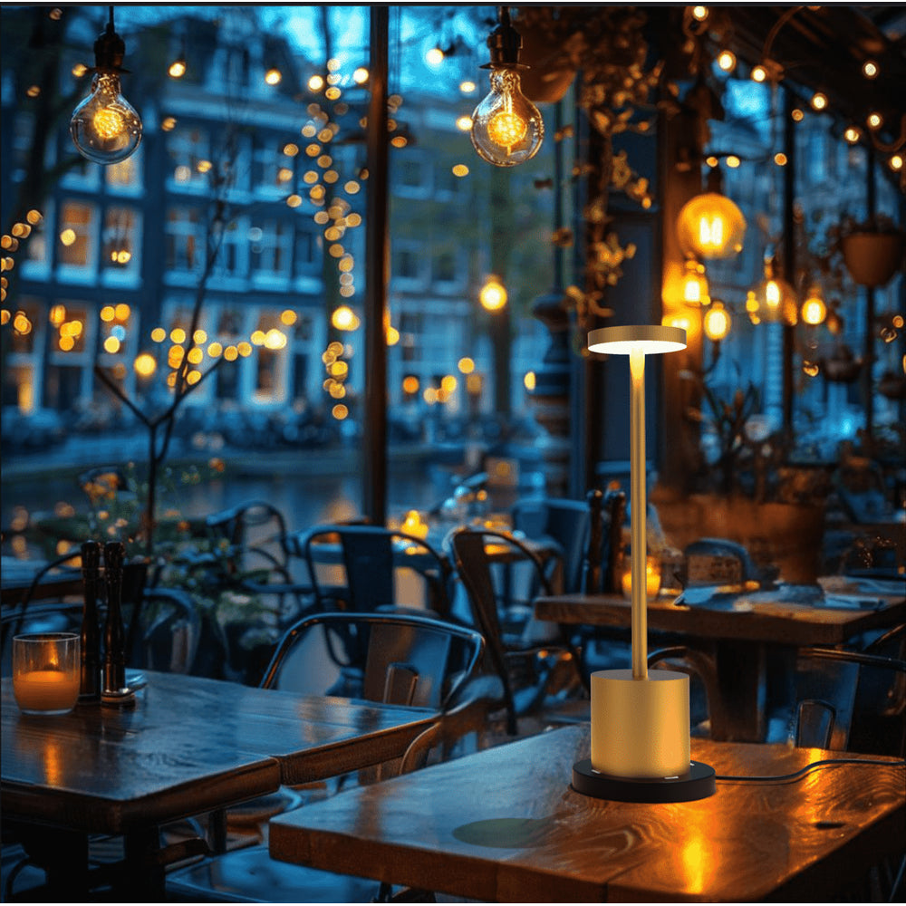 Candela Opladelig LED bordlampe med trådløs opladning - Guld, IP54, Inde/ude, touch dæmpbar