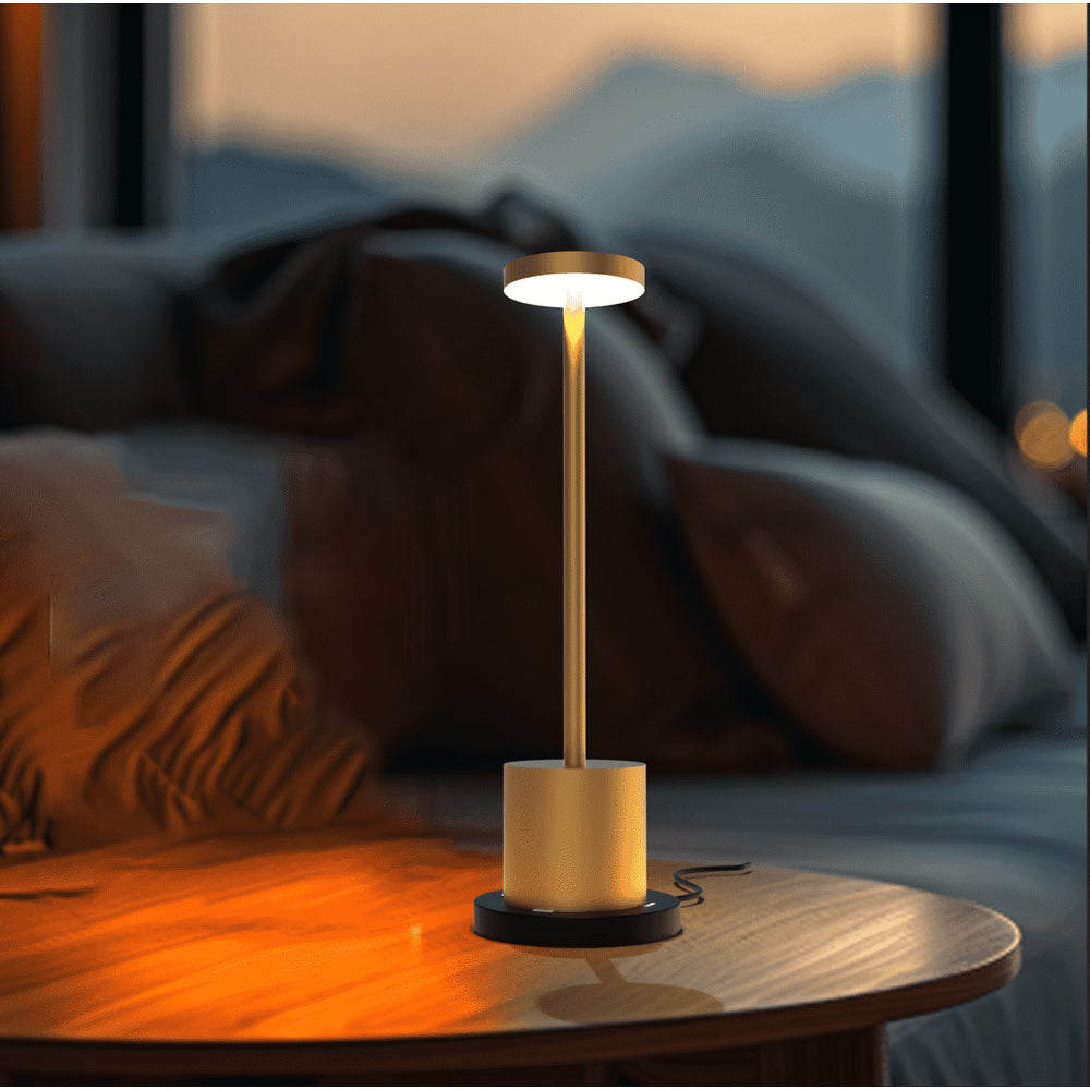 Candela Opladelig LED bordlampe med trådløs opladning - Guld, IP54, Inde/ude, touch dæmpbar