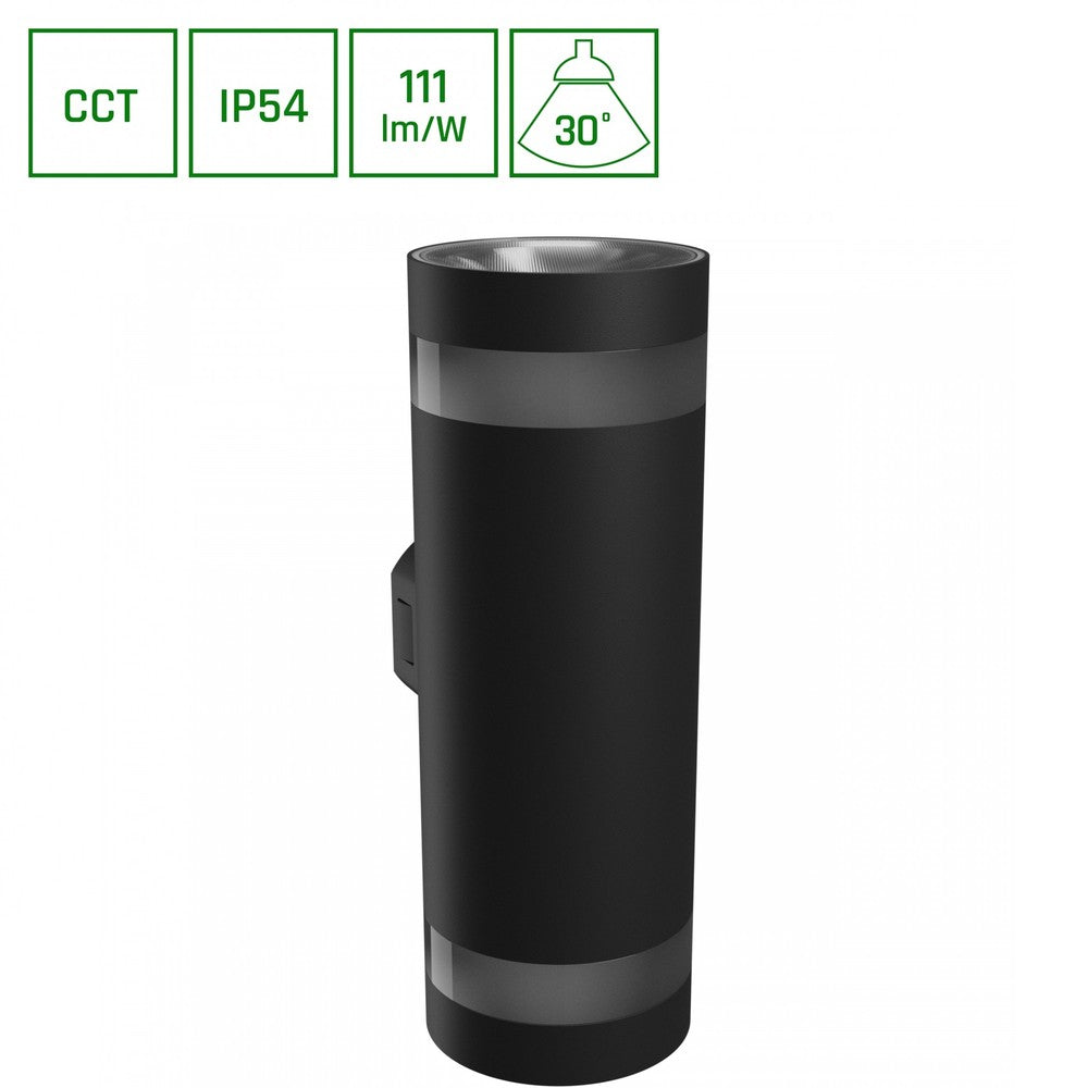 Sort Torre Ring 18W CCT 230V IP54 Rundt Facadelys - Effekt: 18W, Input: 230V, 1400lm, RA80, IP54