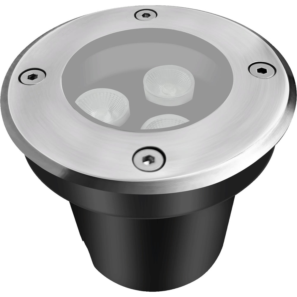 LEDlife nedgravningsspot - 3W, rund, rustfrit stål, 24V AC/DC, 240lm, IP68.