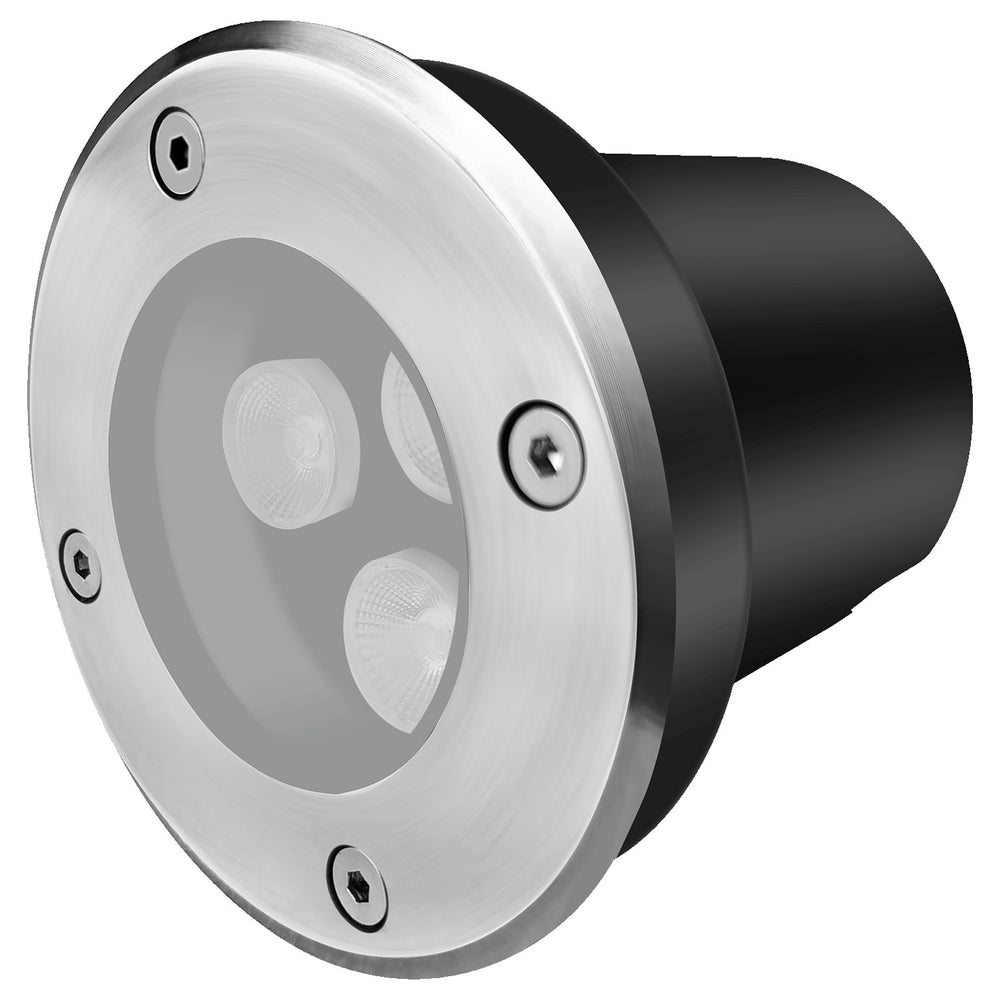 LEDlife nedgravningsspot - 3W, rund, rustfrit stål, 24V AC/DC, 240lm, IP68.