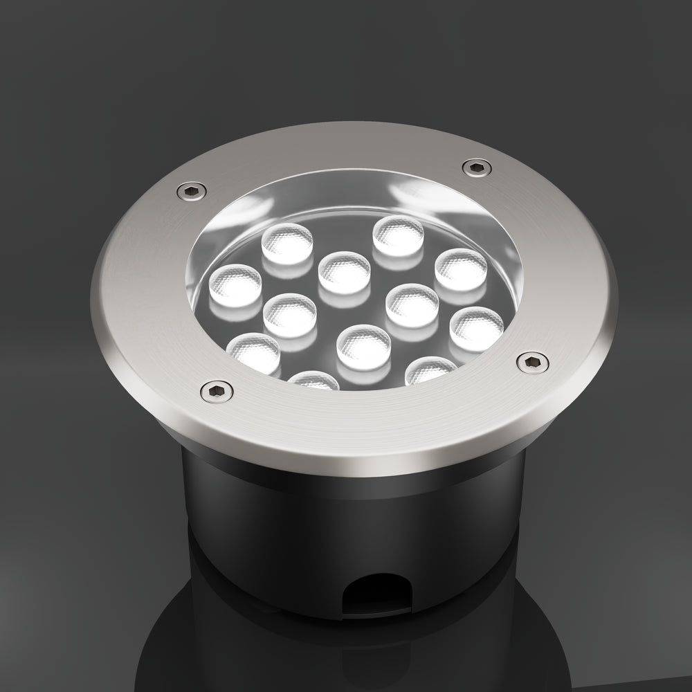LEDlife nedgravningsspot - 12W rund rustfrit stål GU10 24V AC/DC IP68 960lm - 24V indgang