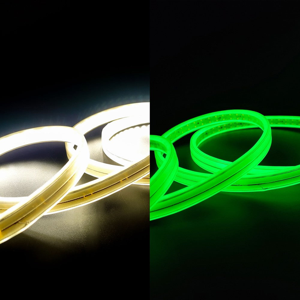 Selvlysende arbejdslys 25m 230V LED strip - IP67, 180 LED/m, 11W/m, 1000 lm/m, 4000K, 275W, 25000lm, RA80, IP67