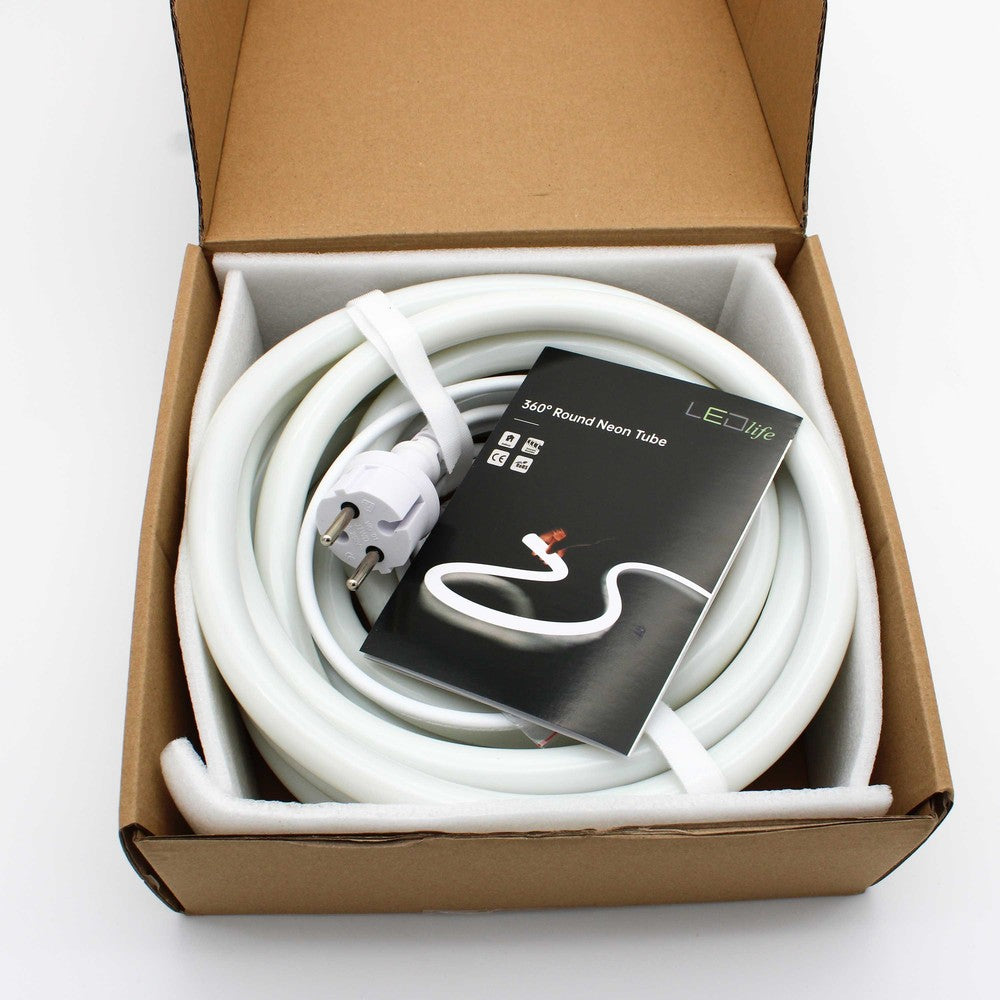 10m Neon sæt til Indretning - Varm hvid LED Strip, D16, 8W/m, 230V, 350lm/m, IP67