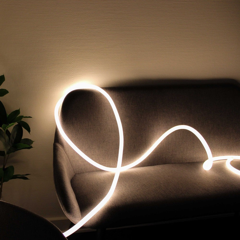 10m Neon sæt til Indretning - Varm hvid LED Strip, D16, 8W/m, 230V, 350lm/m, IP67