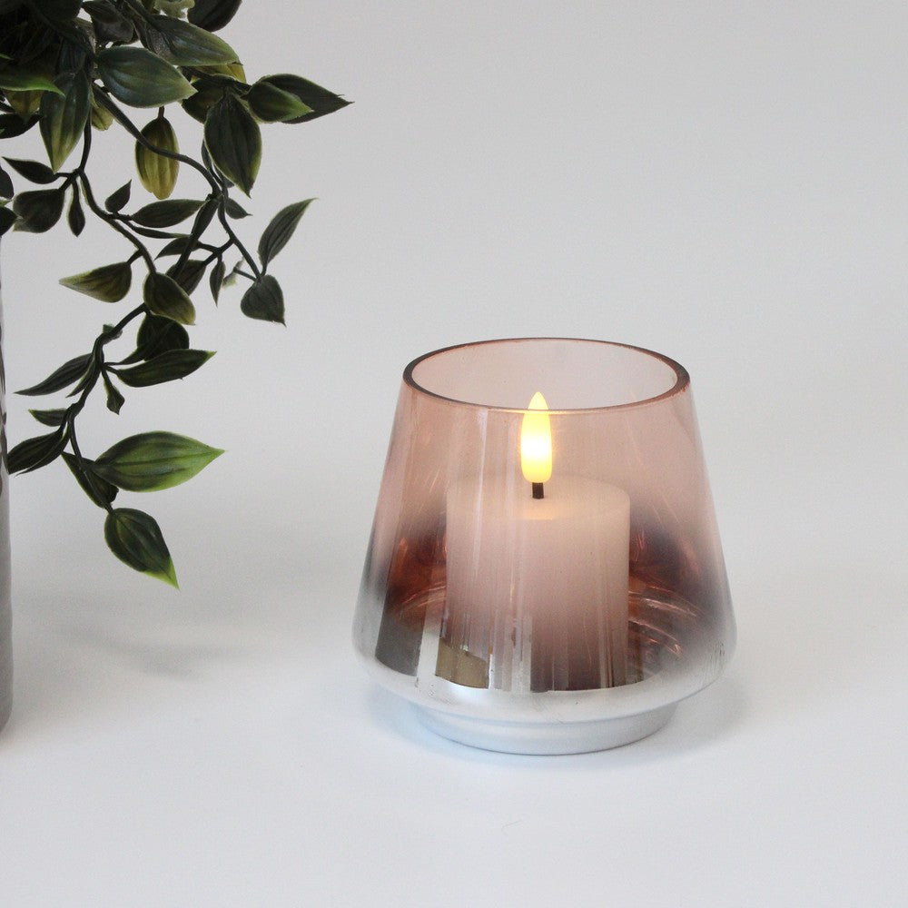 LED Bloklys med flammeeffekt, hvid, inkl. fjernbetjening og timer, 2 stk, ægte stearin, 5x5 cm