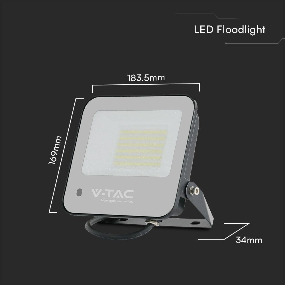 V-Tac LED projektør 50W RGB med fjernbetjening - Effekt: 50W - Input: 230V - 4000lm - IP65 - Vandtæt og farveskiftende belysning