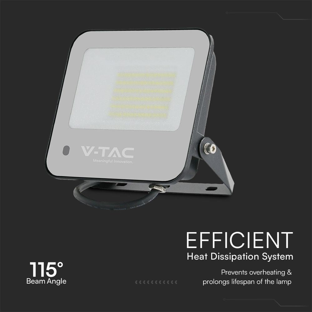 V-Tac LED projektør 50W RGB med fjernbetjening - Effekt: 50W - Input: 230V - 4000lm - IP65 - Vandtæt og farveskiftende belysning
