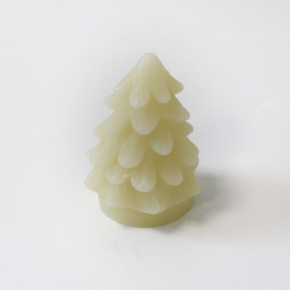 LED Juletræ lys med blinkende flammeeffekt - Hvid stearin - H9cm, Ø6,5cm