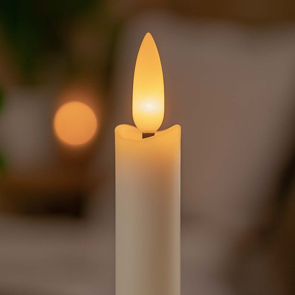3-pak LED stearinlys med flammeeffekt, Ø2,2cm, Højde: 24,5cm, kronelys, fjernbetjening, timer, batteridrevet