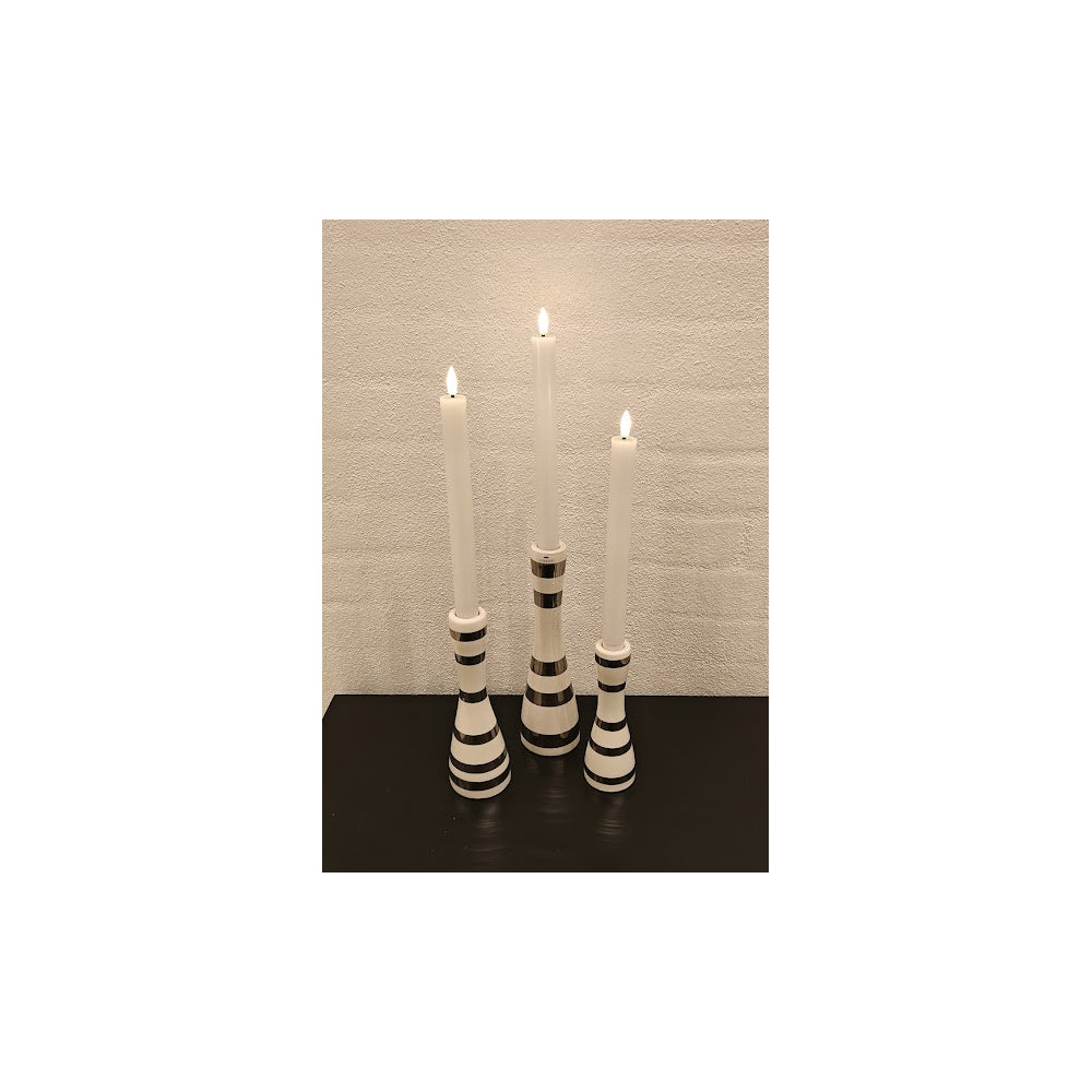 3-pak LED stearinlys med flammeeffekt, Ø2,2cm, Højde: 24,5cm, kronelys, fjernbetjening, timer, batteridrevet