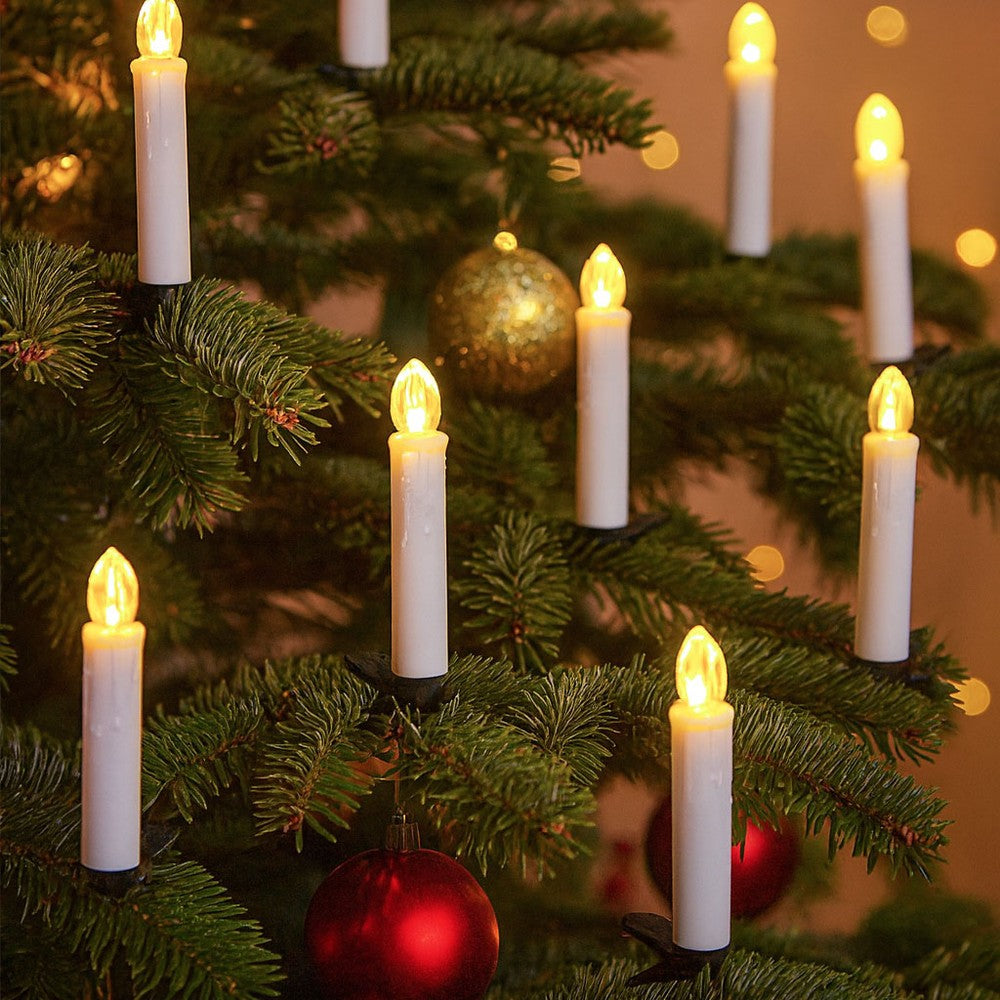 10-pak LED julelys med fjernbetjening og timerfunktion, trådløs og batteridrevet