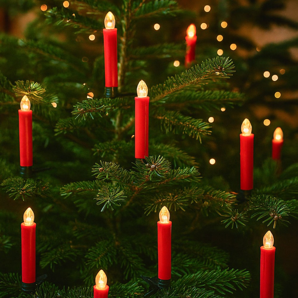 10-pak LED julelys med fjernbetjening og timerfunktion - Batteridrevet, trådløs, til juletræ og andre dekorationer