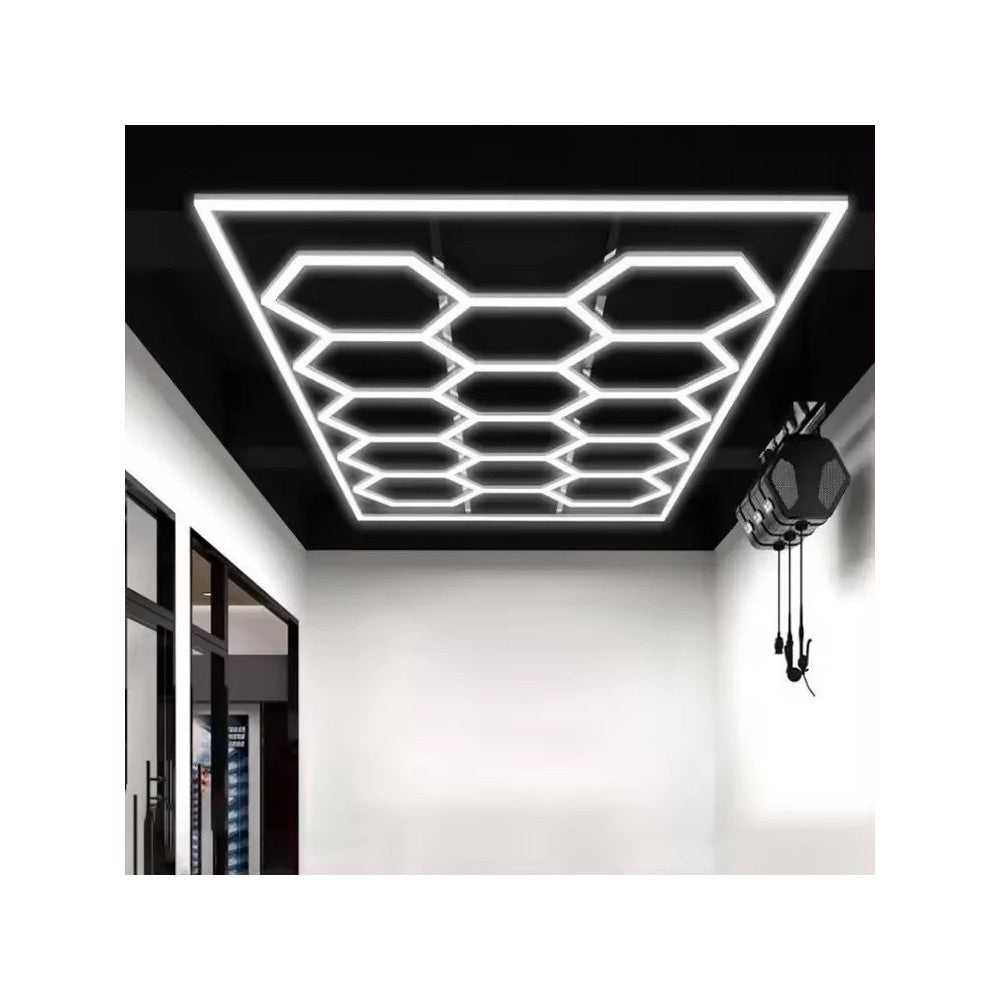 Hexagon LED 14 felter + ramme sæt - CRI90, 591W, inkl. strømtilslutning